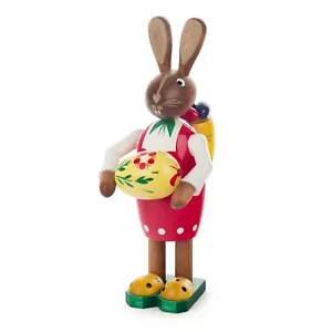 Pinnacle Peak Trading Bunny Rabbit Woman with Easter Egg German Wood Figurine - Picture 1 of 5