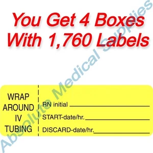 *1,760-Labels* Medline Nursing IV Tubing 40 Hours Labels Yellow NL10992 - Picture 1 of 2