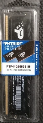 Patriot Signature Premium 4GB DDR4 2666MHz (PC4-21300) PSP48G266681H1 NEW SEALED - Image 1 of 3