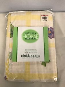 WAVERLY HOME CLASSICS FAIRFIELD VALANCE YELLOW CHECK w FLOWERS NOS NEW! 36"-48"