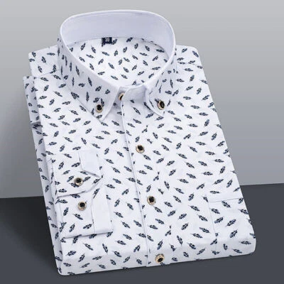 Casual Mens Dress Shirts Long Sleeves Formal Business Slim Non Iron Dot Shirts - Image 1 of 4