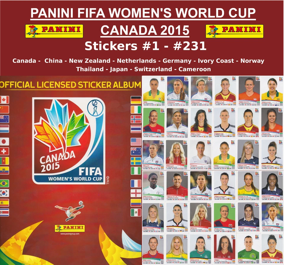PANINI WOMEN'S WORLD CUP 2015 CANADA - STICKERS #1 - #231 - Image 1 of 1