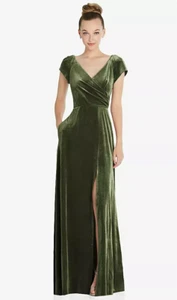 After Six 6862.. Kappe Ärmel Kunsthalstuch Samtkleid mit Taschen.. olivgrün.. Gr. XL - Bild 1 von 5