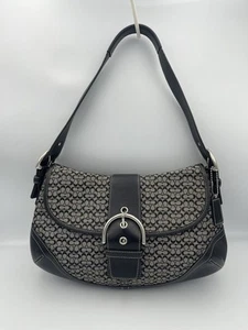 Vintage Coach 6808 Soho Schultertasche schwarz Leder und Signature C Canvas SCHÖN! - Bild 1 von 20