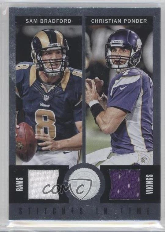 2012 Totally Certified Stitches in Time Materials Christian Ponder Sam Bradford - Image 1 of 2