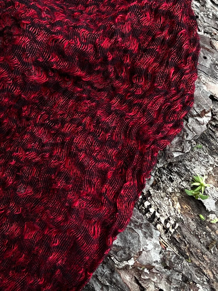 Red Color Textured Cotton Linen Blended Sewing Fabric By 2 Meters - Image 1 of 4