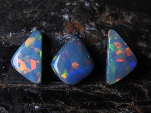Opal Doublet Cabochon Multi Fire Smooth Polished Synthetic Stone Fancy Shape - Picture 1 of 14