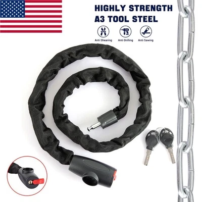 1.2M Heavy Duty Bike Chain Lock Steel w/Nylon Cover & 2 Keys Anti-Theft Security - Image 1 of 4
