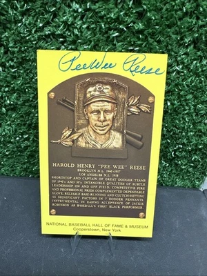 Pee Wee Reese Hand Signed 4 x 6 Inch Hall of Fame Post Card Cooperstown - Image 1 of 2