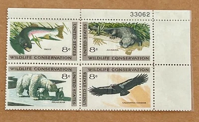 Scott #1427-1430, Wildlife Conservation, 1971 US 8c Block, og, mnh, vf/xf - Image 1 of 2