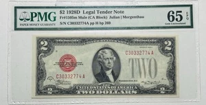 1928-D $2 LEGAL TENDER MULE PMG 65 EPQ TWO DOLLAR BILL Fr 1505m - Picture 1 of 2