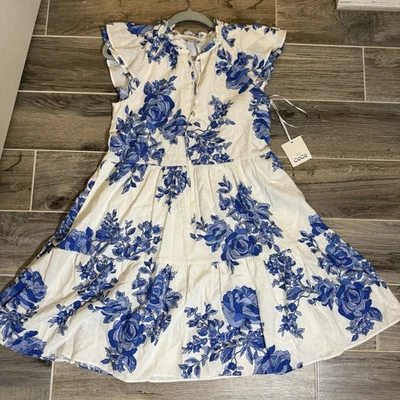 Vestido Vaina Cece Talla XS Floral Cuello Dividido Manga Acampanada Lino Algodón Nuevo con Etiquetas Foto 1 de 4