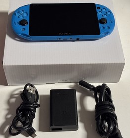 Sony PlayStation PS Vita Console Aqua Blue (PCH-2001) W/ Charger & Original Box