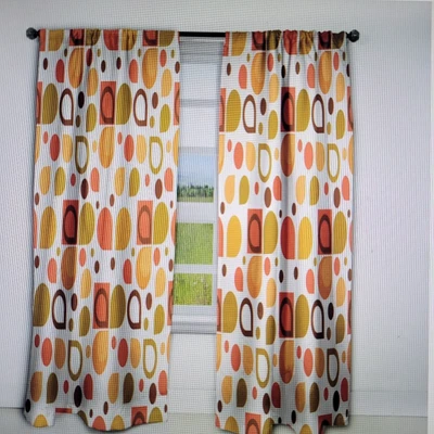 Diseño Arte Abstracto Retro Geométrico Moderno 88" x 52" 2x Paneles Cortinas Bloqueo Foto 1 de 4