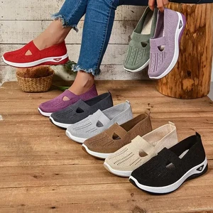 Para mujeres Tenis Tejidos Madre Transpirables Ligeros Malla Planos Zapatos de Verano - Imagen 1 de 29