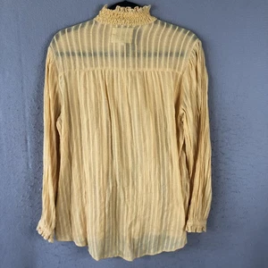 Layerz Clothing Shirt Womens Medium Yellow Smocked Cotton Button Up Blouse India - Picture 1 of 16