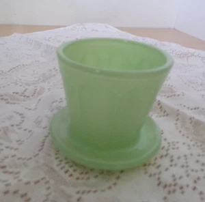 Jadeite Planter & Saucer Depression Glass Miniature Planter 2.5" VTG 1930's FS - Picture 1 of 7