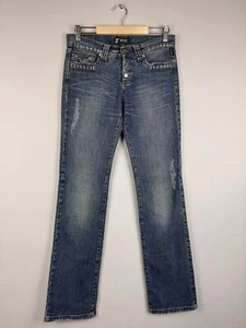 Vintage Versace Jeans Couture True Blue Ripped Denim Bootcut Jeans Sz 26/40 - Picture 1 of 24