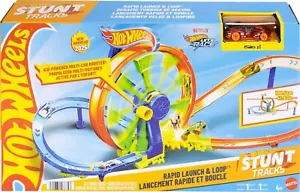 Hot Wheels Stunt Tracks Rapid Launch & Loop Track Playset Includes x1 Car - Picture 1 of 6