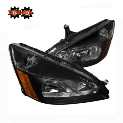 Faros de carcasa negros inspiran para Honda Accord 03-07 con lámpara de repuesto ámbar Foto 1 de 3