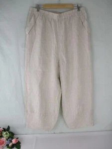 Pantalone IXIMO beige 100% lino elastico in vita tg. 2XL Baggy Chic Lagenlook - Foto 1 di 10