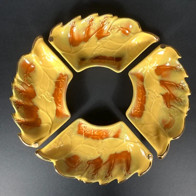 MÚLTIPLES PLATOS DE CERÁMICA EE. UU. California 814 Lazy Susan MCM oro amarillo naranja años 60 Foto 1 de 4