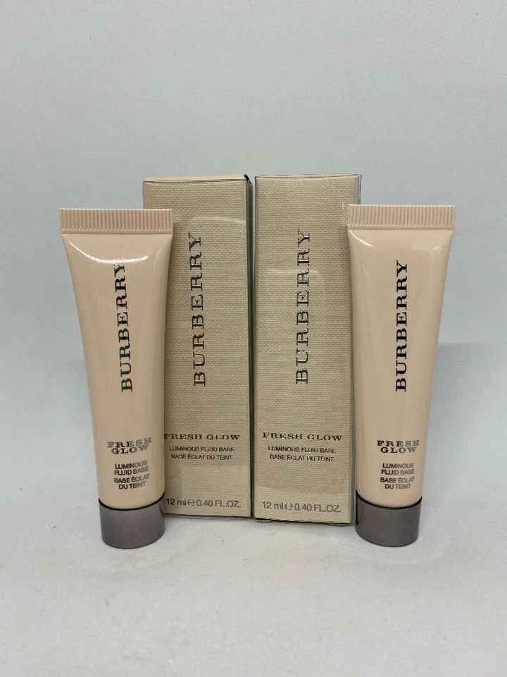2x Burberry Fresh Glow Luminous Fluid Base No 01 Nude Radiance .40 Oz Each