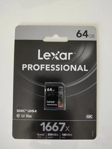 Lexar Professional 64GB/ 128GB 1667x SDXC SDHC Memory Card / Cartão de memória - Picture 1 of 12