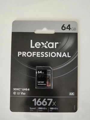 Lexar Professional 64GB/ 128GB 1667x SDXC SDHC Memory Card / Cartão de memória - Image 1 of 4