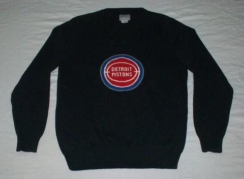 Men's Hillflint Detroit Pistons Sweater Black V-Neck Size Medium Cover