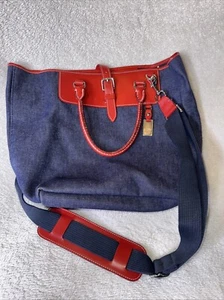 Dooney & Bourke 2way Denim Tote Bag Blue 15” - Picture 1 of 11