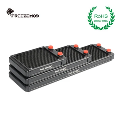 FreezeMod 120mm 240mm 360mm Radiador Aluminio G1/4 Roscas Refrigeración por Agua Negro Foto 1 de 4