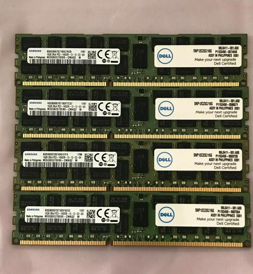 DELL 64GB MEMORY UPGARADE 2RX4 PC3-14900R (4x16GB) R420 R520 R620 R720 R820 T420 - Image 1 of 1