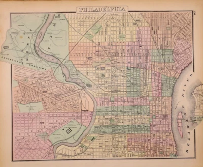 1874 Map ~ PHILADELPHIA, PENNSYLVANIA ~ (14x17)-#10 - Image 1 of 2