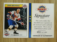 1993-94 ZELLERS MASTERS OF HOCKEY SIGNATURE SERIES JEAN BELIVEAU #4 AUTO