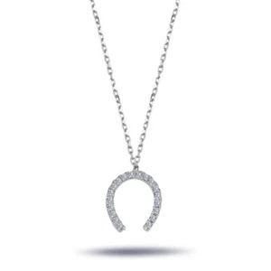 Collar de herradura con diamantes corte brillante en oro blanco 14 quilates - Imagen 1 de 1