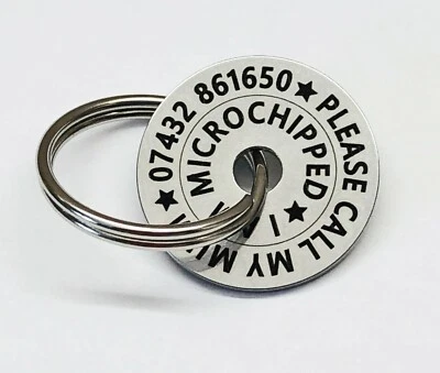 Personalised Pet Dog ID Name Tag Tags Disc - Stainless steel FREE ENGRAVING  - Image 1 of 3