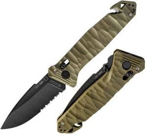 TB Outdoor CAC S200 Axis Folding Knife 3.75" Nitrox Steel Blade Green PA6 Handle - Picture 1 of 12