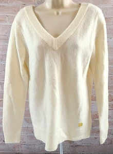 Michael Kors Camel & Wool Blend Ivory V-Neck Pullover Sweater Women's XS NWT - Picture 1 of 10