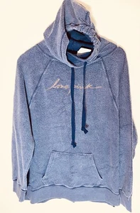 Victoria Secret PINK Sherpa Fleece Blue Hoodie Pullover Sweater Sz Small NWT - Picture 1 of 12