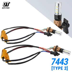 Error Free White/Amber 7443 LED DRL Switchback Turn Signal Parking Light Bulbs - Picture 1 of 8
