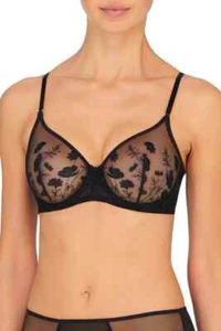 NATORI BLACK BOTANIQUE UNLINED UNDERWIRE BRA 36B - Picture 1 of 4