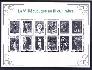 Francia 4410 Yt F4781 2013 MNH La V République au fil du timbre Hoja de 12 - Imagen 1 de 1