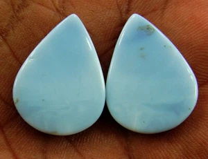 22.00 Ct Natural Blue Opal Pair Loose Gemstone Cabochon Wire Wrap Jewelry- 62110 - Picture 1 of 6