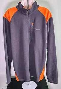 Columbia grau orange Fleecejacke Viertelreißverschluss Outdoor Reisen Wandern Herren Large - Bild 1 von 13