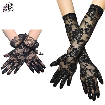 2 pares de guantes de encaje floral para boda ópera disfraz fiesta años 20 guantes aleta Foto 1 de 4
