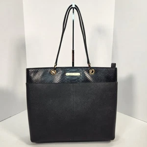 Michael Kors Tasche schwarz Schlangenlederbesatz Umhängetasche Handtasche Geldbeutel - Bild 1 von 12