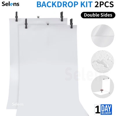 2PCS White PVC Backdrop Washable Background Photo Lighting Studio Matte Glassy - Image 1 of 4