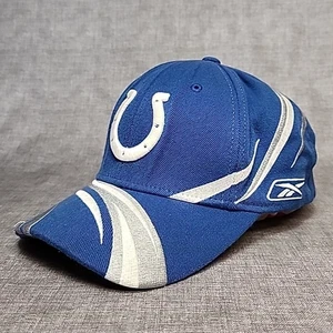 Vintage Indianapolis Colts Hat Cap Flexfit Reebok OSFA Blue Swirl Sideline NFL - Picture 1 of 9