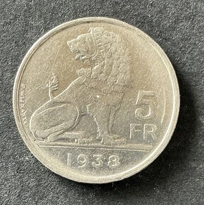 Belgique - Léopold III - Très Jolie et rare 5 Francs 1938 VL couronne - Pos B - Picture 1 of 2